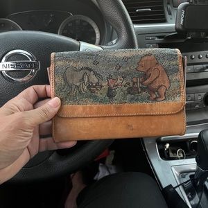 Leather Winnie the Pooh tapestry wallet